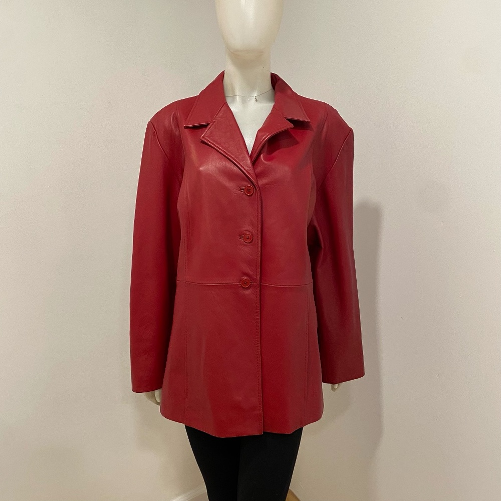 Austin Reed 100% Genuine Red Leather Jacket Plus 3